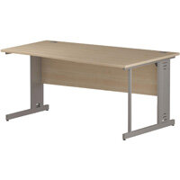 Wave Cable Managed Silver Leg Right Hand Office Desk Maple W1600mm Wave Cable Managed Silver Leg Right Hand Office Desk Maple W1600mm