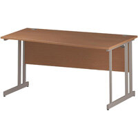 Wave Double Cantilever White Leg Right Hand Office Desk Beech W1600mm Wave Double Cantilever White Leg Right Hand Office Desk Beech W1600mm