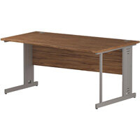 Wave Cable Managed Silver Leg Right Hand Office Desk Walnut W1600mm Wave Cable Managed Silver Leg Right Hand Office Desk Walnut W1600mm