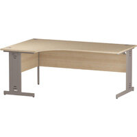 Impulse L-Shaped Left Hand Office Desk W1800xD1200/800xH730mm Silver Cable Managed Legs Maple Top