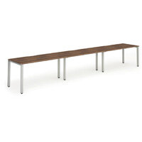 Evolve Plus Single Silver Frame Bench Desk W1200mm Walnut (3 Person Pod)