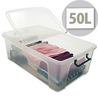 Strata Smart Storage Box Clip on Lid 50 Litres Clear Strata Smart Storage Box Clip on Lid 50 Litres Clear