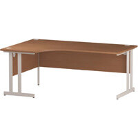 L-Shaped Corner Left Hand Double Cantilever White Leg Office Desk Beech W1800mm L-Shaped Corner Left Hand Double Cantilever White Leg Office Desk Beech W1800mm
