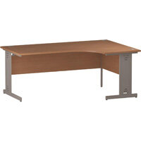 Impulse L-Shaped Right Hand Office Desk W1800xD1200/800xH730mm Silver Cable Managed Legs Beech Top