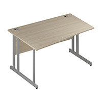 Wave Double Cantilever Silver Leg Left Hand Office Desk Maple W1400mm Wave Double Cantilever Silver Leg Left Hand Office Desk Maple W1400mm