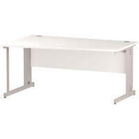 Wave Cable Managed White Leg Left Hand Office Desk White W1600mm Wave Cable Managed White Leg Left Hand Office Desk White W1600mm