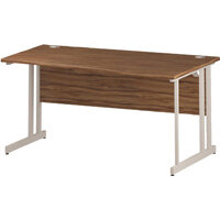Wave Double Cantilever White Leg Right Hand Office Desk Walnut W1600mm Wave Double Cantilever White Leg Right Hand Office Desk Walnut W1600mm