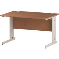 Impulse Rectangular Office Desk W1200xD800xH730mm White Cable Managed Legs Beech Top