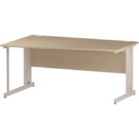 Wave Cable Managed White Leg Left Hand Office Desk Maple W1600mm Wave Cable Managed White Leg Left Hand Office Desk Maple W1600mm