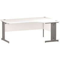 Impulse L-Shaped Right Hand Office Desk W1800xD1200/800xH730mm Silver Cable Managed Legs White Top