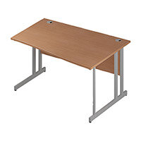 Wave Double Cantilever Silver Leg Right Hand Office Desk Beech W1400mm Wave Double Cantilever Silver Leg Right Hand Office Desk Beech W1400mm