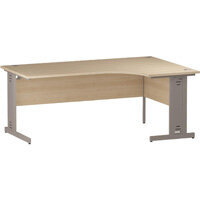 L-Shaped Corner Right Hand Cable Managed Silver Leg Office Desk Maple W1800mm L-Shaped Corner Right Hand Cable Managed Silver Leg Office Desk Maple W1800mm