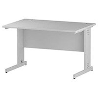 Impulse Rectangular Office Desk W1200xD800xH730mm White Cable Managed Legs White Top