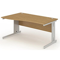 Wave Cable Managed Silver Leg Left Hand Office Desk Oak W1400mm Wave Cable Managed Silver Leg Left Hand Office Desk Oak W1400mm