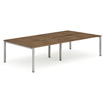 Evolve Plus B2B Silver Frame Bench Desk W1600mm Walnut (4 Person Pod)