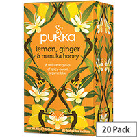 Pukka Individually Enveloped Tea Bags Lemon Ginger and Manuka Honey Ref 5060229011541 Pack of 20 Pukka Individually Enveloped Tea Bags Lemon Ginger and Manuka Honey Ref 5060229011541 Pack of 20