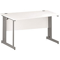 Wave Cable Managed Silver Leg Left Hand Office Desk White W1400mm Wave Cable Managed Silver Leg Left Hand Office Desk White W1400mm