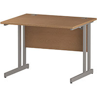 Rectangular Double Cantilever Silver Leg Office Desk Oak W1000xD800mm Rectangular Double Cantilever Silver Leg Office Desk Oak W1000xD800mm