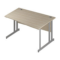 Wave Double Cantilever Silver Leg Right Hand Office Desk Maple W1400mm Wave Double Cantilever Silver Leg Right Hand Office Desk Maple W1400mm
