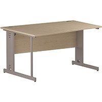 Wave Cable Managed Silver Leg Left Hand Office Desk Maple W1400mm Wave Cable Managed Silver Leg Left Hand Office Desk Maple W1400mm