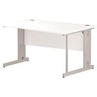 Wave Cable Managed White Leg Right Hand Office Desk White W1600mm Wave Cable Managed White Leg Right Hand Office Desk White W1600mm