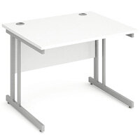 Rectangular Double Cantilever Silver Leg Office Desk White W1000xD800mm Rectangular Double Cantilever Silver Leg Office Desk White W1000xD800mm