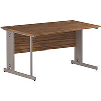 Wave Cable Managed Silver Leg Left Hand Office Desk Walnut W1400mm Wave Cable Managed Silver Leg Left Hand Office Desk Walnut W1400mm
