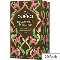 Pukka Individually Enveloped Tea Bags Peppermint & Liquorice Ref 5060229011114 Pack of 20 Pukka Individually Enveloped Tea Bags Peppermint & Liquorice Ref 5060229011114 Pack of 20