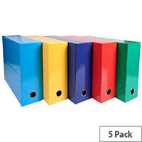 Iderama A4 90mm Spine Transfer File Assorted Colours Pack of 5 Iderama A4 90mm Spine Transfer File Assorted Colours Pack of 5