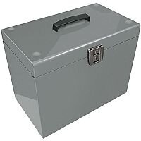 File Box with 5 Suspension Files and 2 Keys Steel A4 Silver File Box with 5 Suspension Files and 2 Keys Steel A4 Silver