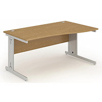 Wave Cable Managed Silver Leg Right Hand Office Desk Oak W1400mm Wave Cable Managed Silver Leg Right Hand Office Desk Oak W1400mm