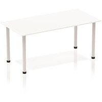 Impulse Modular Rectangular Table White with Silver Tubular Steel Frame W1600xD800mm