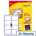 Avery L7993-25 Weatherproof Shipping Laser Labels 8 per Sheet 99.1x67.7mm 200 Labels Avery L7993-25 Weatherproof Shipping Laser Labels 8 per Sheet 99.1x67.7mm 200 Labels