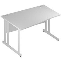 Wave Double Cantilever White Leg Left Hand Office Desk White W1400mm Wave Double Cantilever White Leg Left Hand Office Desk White W1400mm