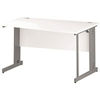 Wave Cable Managed Silver Leg Right Hand Office Desk White W1400mm Wave Cable Managed Silver Leg Right Hand Office Desk White W1400mm