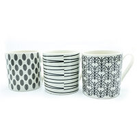 Squat Mugs Patterned 12oz Black & White Ref 0399290 Pack of 12 Squat Mugs Patterned 12oz Black & White Ref 0399290 Pack of 12