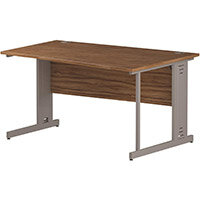 Wave Cable Managed Silver Leg Right Hand Office Desk Walnut W1400mm Wave Cable Managed Silver Leg Right Hand Office Desk Walnut W1400mm