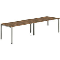 Evolve Plus Single Silver Frame Bench Desk W1400mm Walnut (2 Person Pod)