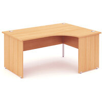 Impulse L-Shaped Right Hand Office Desk W1600xD1200/800xH730mm Panel End Legs Beech