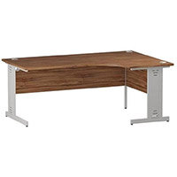 L-Shaped Corner Right Hand Cable Managed White Leg Office Desk Walnut W1800mm L-Shaped Corner Right Hand Cable Managed White Leg Office Desk Walnut W1800mm