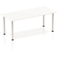 Impulse Modular Rectangular Table White with Silver Tubular Steel Frame W1800xD800mm
