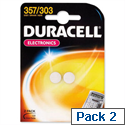 Duracell D357/303 Button Cell Coin Batteries Silver Oxide 1.5V Pack 2 Duracell D357/303 Button Cell Coin Batteries Silver Oxide 1.5V Pack 2