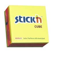 ValueX Stickn Notes Cube 76x76mm 400 Sheets Neon Colours 21012