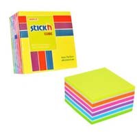 Stickn Sticky Notes Cube 76x76mm 400 Sheets Neon Colours 21539