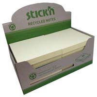 Stickn Repositionable Notes 76x76mm Recycled 100 Sheets Yellow (Pack 12) 21795