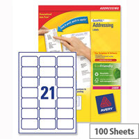 Avery L7160-100 Address Labels 21 per Sheet 63.5x38.1mm 2100 Laser & Inkjet Labels