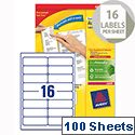 Avery L7162-100 Address Labels Laser 16 per Sheet 99.1x33.9mm White 1600 Labels Avery L7162-100 Address Labels Laser 16 per Sheet 99.1x33.9mm White 1600 Labels