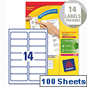 Avery L7163-100 Address Labels Laser 14 per Sheet 99.1x38.1mm White 1400 Labels Avery L7163-100 Address Labels Laser 14 per Sheet 99.1x38.1mm White 1400 Labels