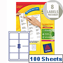 Avery L7165-100 Address Labels Laser 8 per Sheet 99.1x67.7mm White 100 Sheets Avery L7165-100 Address Labels Laser 8 per Sheet 99.1x67.7mm White 100 Sheets