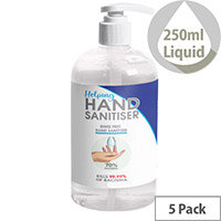 250ml Pump Hand Sanitiser - Fully Approved Ethanol Based Sanitising Liquid PCS 100380 Pack of 5 250ml Pump Hand Sanitiser - Fully Approved Ethanol Based Sanitising Liquid PCS 100380 Pack of 5